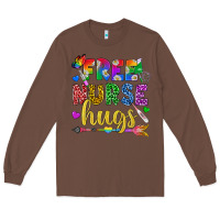 Chestnut Free Nurse Hugs Pride LGBTQ+ Long Sleeve Tee - BundleAndBundleShop