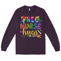 Plum Free Nurse Hugs Pride LGBTQ+ Long Sleeve Tee - BundleAndBundleShop