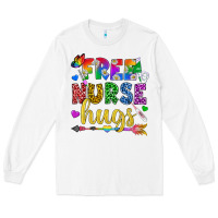 White Free Nurse Hugs Pride LGBTQ+ Long Sleeve Tee - BundleAndBundleShop