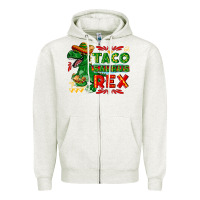 Oatmeal Heather Tacosaurus Rex Zipper Hoodie - texasbilliewilder