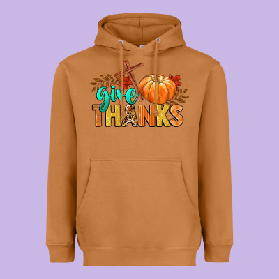 Give Thanks Heavyweight Hoodie Designed By Cowgirlartshop