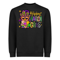 Black Happy Mardi Gras With Gnome Heavyweight Sweatshirt - BundleAndBundleShop
