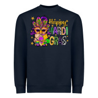 Navy Happy Mardi Gras With Gnome Heavyweight Sweatshirt - BundleAndBundleShop