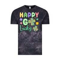 Cloud Black happy go lucky Vintage Tee - MaliasSmallBusiness
