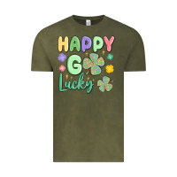 Vintage Olive happy go lucky Vintage Tee - MaliasSmallBusiness