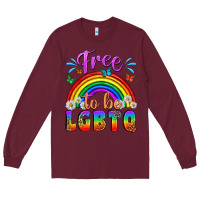 Burgundy Western Free To Be Lgbtq Long Sleeve Tee - BundleAndBundleShop