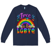 Navy Western Free To Be Lgbtq Long Sleeve Tee - BundleAndBundleShop