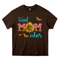 Chocolate Brown tired mom vibes Heavy Core Tee - AdoDesignShop