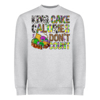 Heather Grey King Cake Calories Don't Count Mardi Gras Heavyweight Sweatshirt - BundleAndBundleShop