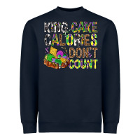 Navy King Cake Calories Don't Count Mardi Gras Heavyweight Sweatshirt - BundleAndBundleShop
