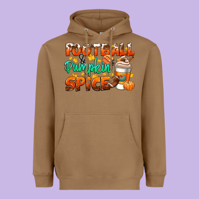 Football Pumpkin Spice Heavyweight Hoodie Designed By Cowgirlartshop
