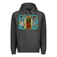 Charcoal Heather Gemstone our lady of Guadalupe Premium Hoodie - JahusDesignShop