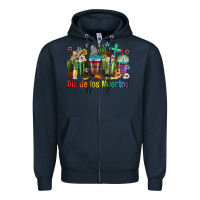 Navy Mexican Dia De Los Muertos Coffee Cups Zipper Hoodie - texasbilliewilder