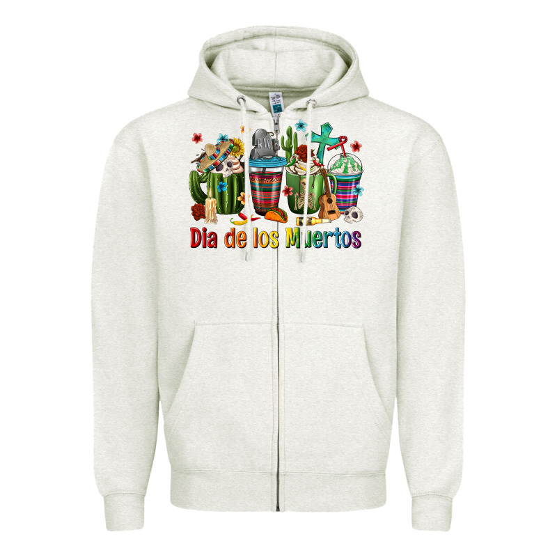 Mexican Dia De Los Muertos Coffee Cups Zipper Hoodie by texasbilliewilder | Teevron