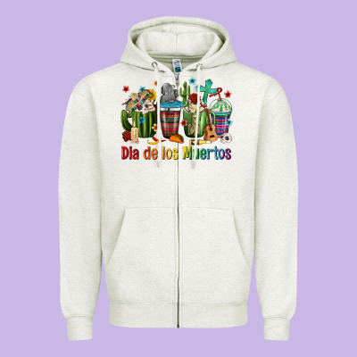 Mexican Dia De Los Muertos Coffee Cups Zipper Hoodie Designed By Texasbilliewilder