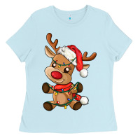 Baby Blue baby christmas reindeer Ladies Tee - AdoDesignShop