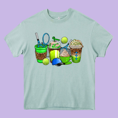 Tennis Coffee Cups Heavy Core Tee Designed By Adodesignshop