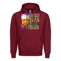 Burgundy Mardi Gras and beer Zipper Hoodie - NancyCooperArtShop