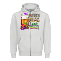 Dove Grey Mardi Gras and beer Zipper Hoodie - NancyCooperArtShop