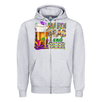 Heather Grey Mardi Gras and beer Zipper Hoodie - NancyCooperArtShop