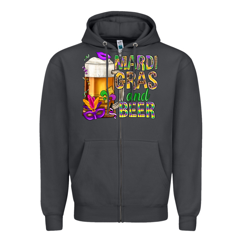 Mardi Gras And Beer Zipper Hoodie by NancyCooperArtShop | Teevron
