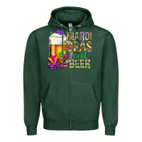Sports Green Mardi Gras and beer Zipper Hoodie - NancyCooperArtShop