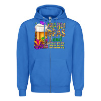 True Royal Mardi Gras and beer Zipper Hoodie - NancyCooperArtShop