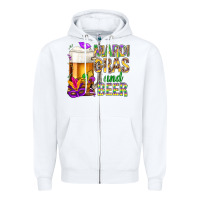 White Mardi Gras and beer Zipper Hoodie - NancyCooperArtShop