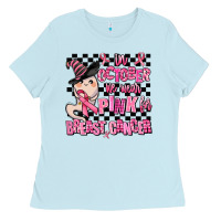 Baby Blue in october we wear pink for breast cancer Ladies Tee - AdoDesignShop