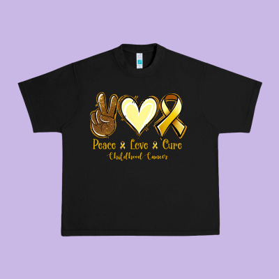 Peace Love Cure Bone Cancer Urban Heavy Tee Designed By Nancycooperartshop