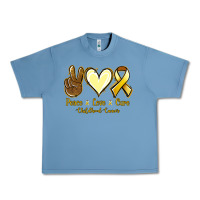 Pebble Blue Peace love cure Bone Cancer Urban Heavy Tee - NancyCooperArtShop