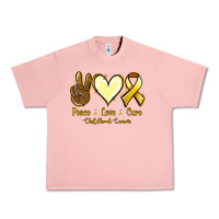 Salmon Peace love cure Bone Cancer Urban Heavy Tee - NancyCooperArtShop