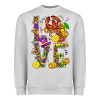 Heather Grey Love Crawfish Mardi Gras Heavyweight Sweatshirt - BundleAndBundleShop