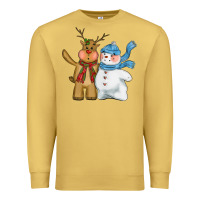 Antique Gold christmas reindeer snowman Premium Sweatshirt - CowGirlArtShop