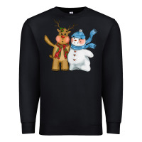 Black christmas reindeer snowman Premium Sweatshirt - CowGirlArtShop