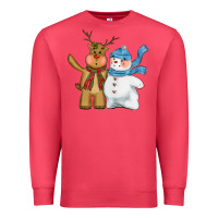 Cardinal christmas reindeer snowman Premium Sweatshirt - CowGirlArtShop
