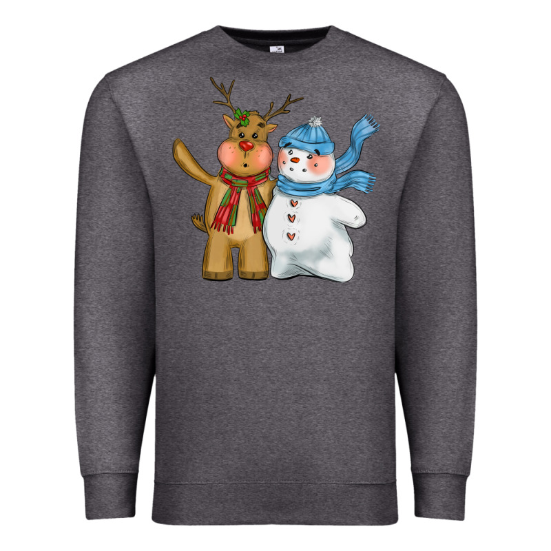 Christmas Reindeer Snowman Premium Sweatshirt by CowGirlArtShop | Teevron
