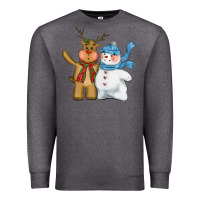 Charcoal Heather christmas reindeer snowman Premium Sweatshirt - CowGirlArtShop