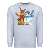 Heather Grey christmas reindeer snowman Premium Sweatshirt - CowGirlArtShop