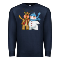 Navy christmas reindeer snowman Premium Sweatshirt - CowGirlArtShop