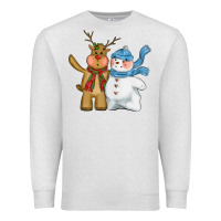 Oatmeal Heather christmas reindeer snowman Premium Sweatshirt - CowGirlArtShop