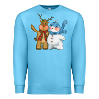 Ocean Blue christmas reindeer snowman Premium Sweatshirt - CowGirlArtShop