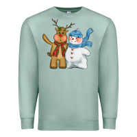 Seafoam christmas reindeer snowman Premium Sweatshirt - CowGirlArtShop