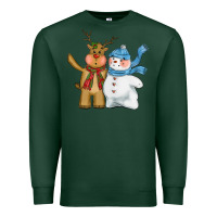Sports Green christmas reindeer snowman Premium Sweatshirt - CowGirlArtShop