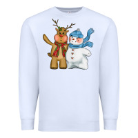 White christmas reindeer snowman Premium Sweatshirt - CowGirlArtShop