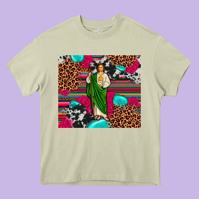 San Judas Leopard Cowhide Tumbler Heavy Core Tee Designed By Jahusdesignshop