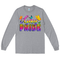 Heather Grey Gay Pride With Butterfly Long Sleeve Tee - BundleAndBundleShop