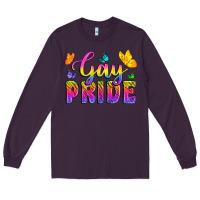Plum Gay Pride With Butterfly Long Sleeve Tee - BundleAndBundleShop