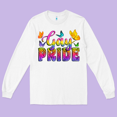 Gay Pride With Butterfly Long Sleeve Tee Designed By Bundleandbundleshop