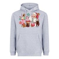 Heather Grey pink santa christmas santa coffe cups Heavyweight Hoodie - CowGirlArtShop